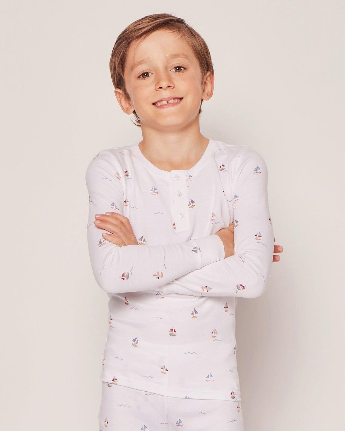 Kid's Pima Snug Fit Pajama Set in Bateau image number 3