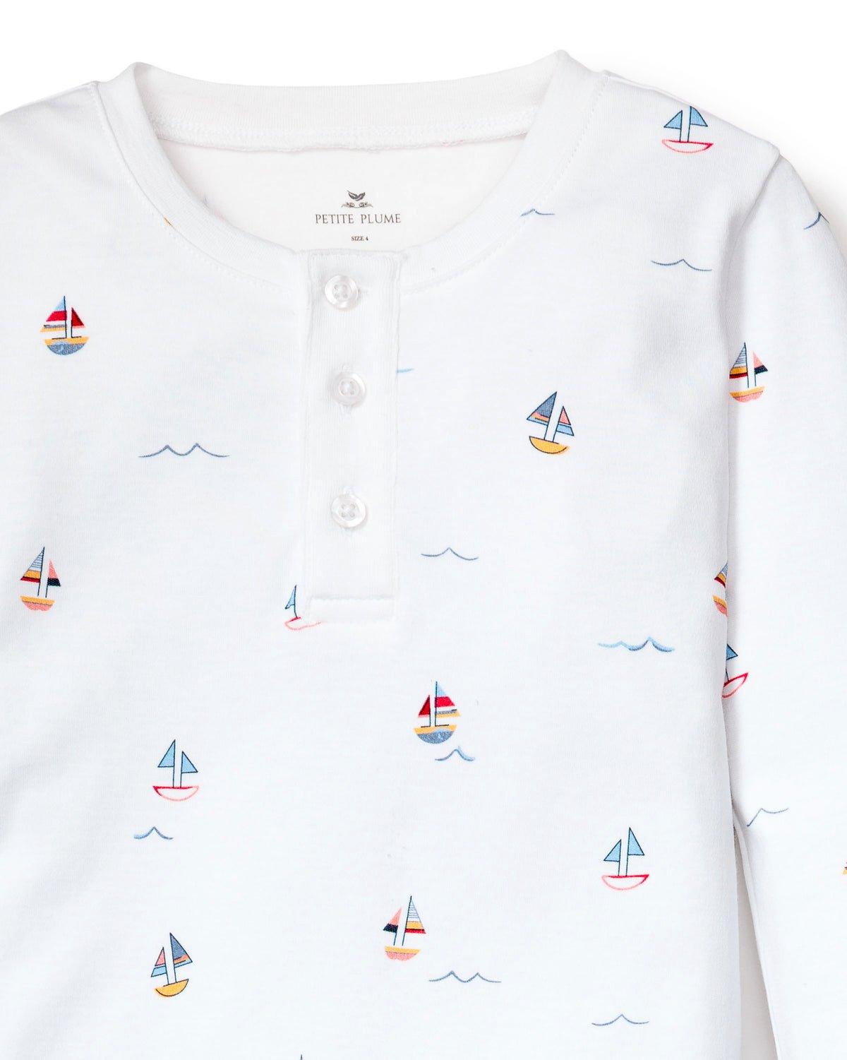 Kid's Pima Snug Fit Pajama Set in Bateau image number 1