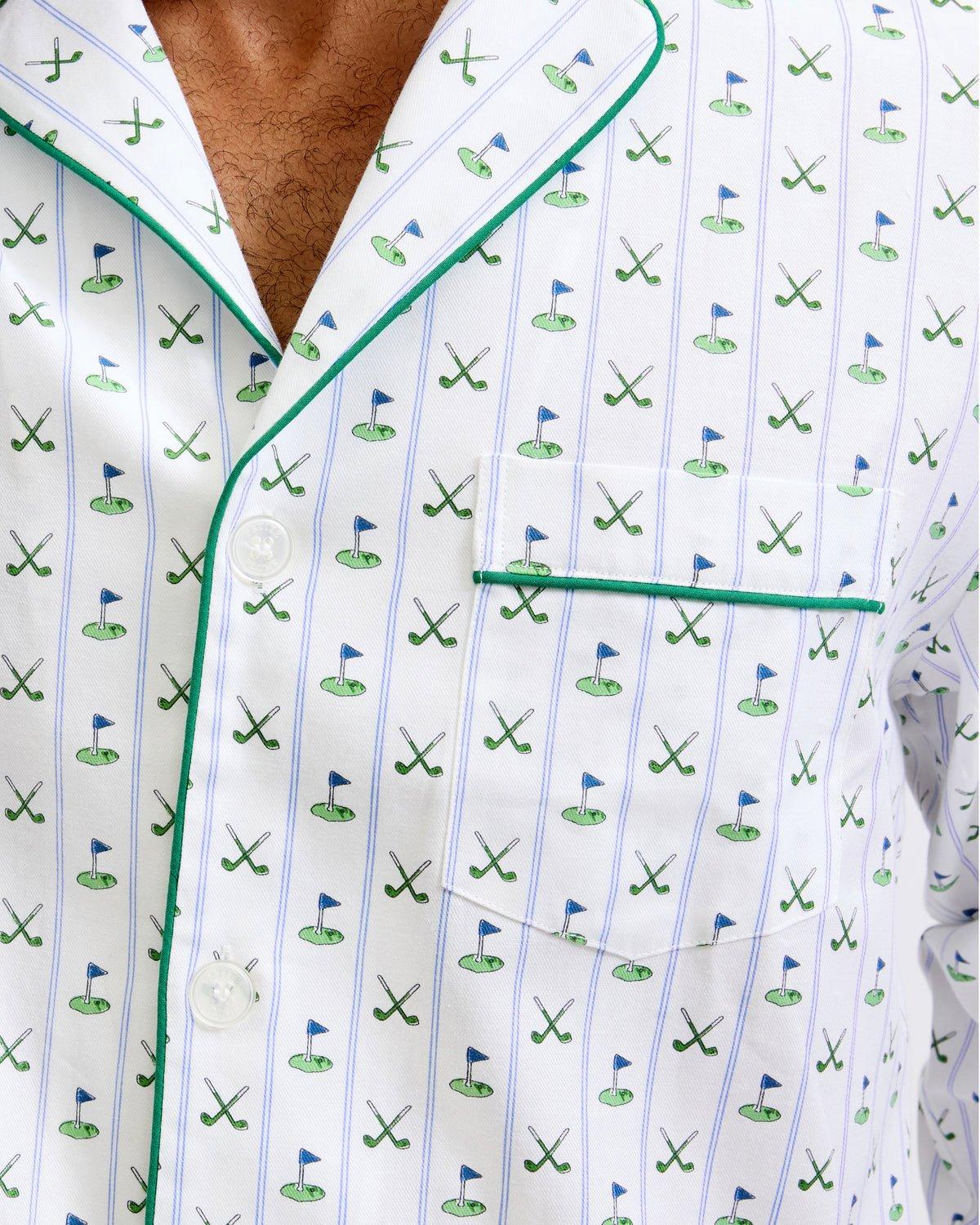 Men's Twill Pajama Set in Fairway Stripe image number 2