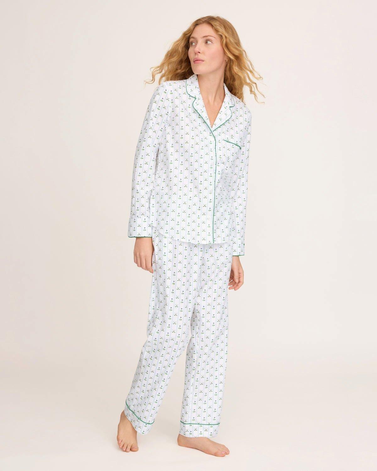 Women's Twill Pajama Set in Fairway Stripe image number 3