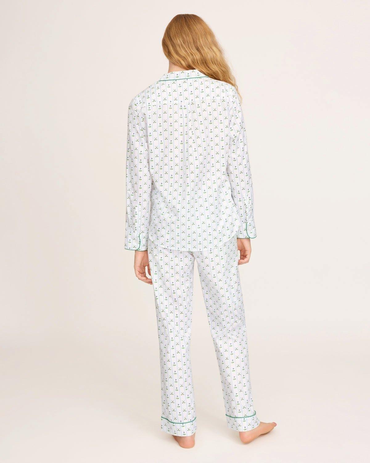 Women's Twill Pajama Set in Fairway Stripe image number 4