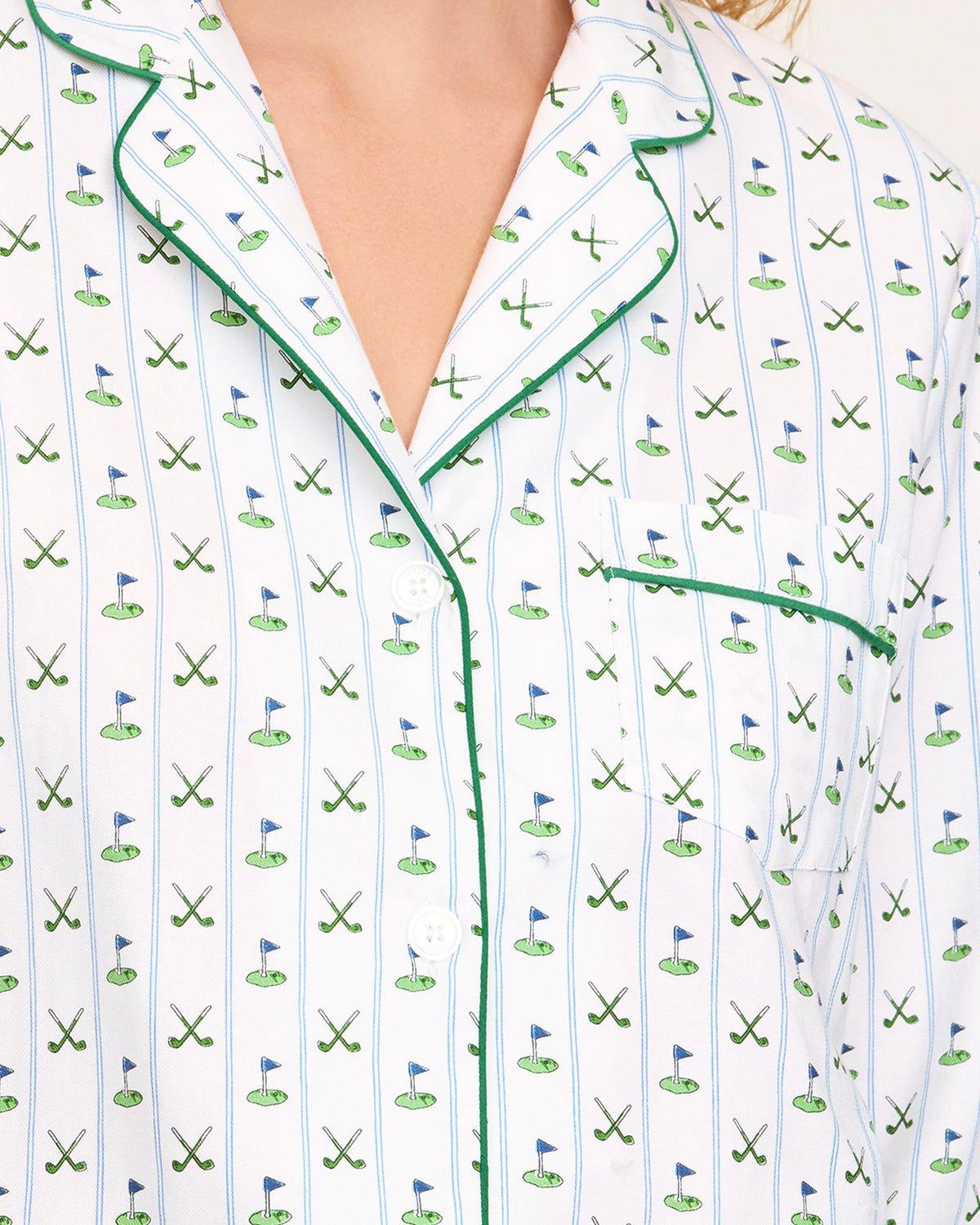 Women's Twill Pajama Set in Fairway Stripe image number 1