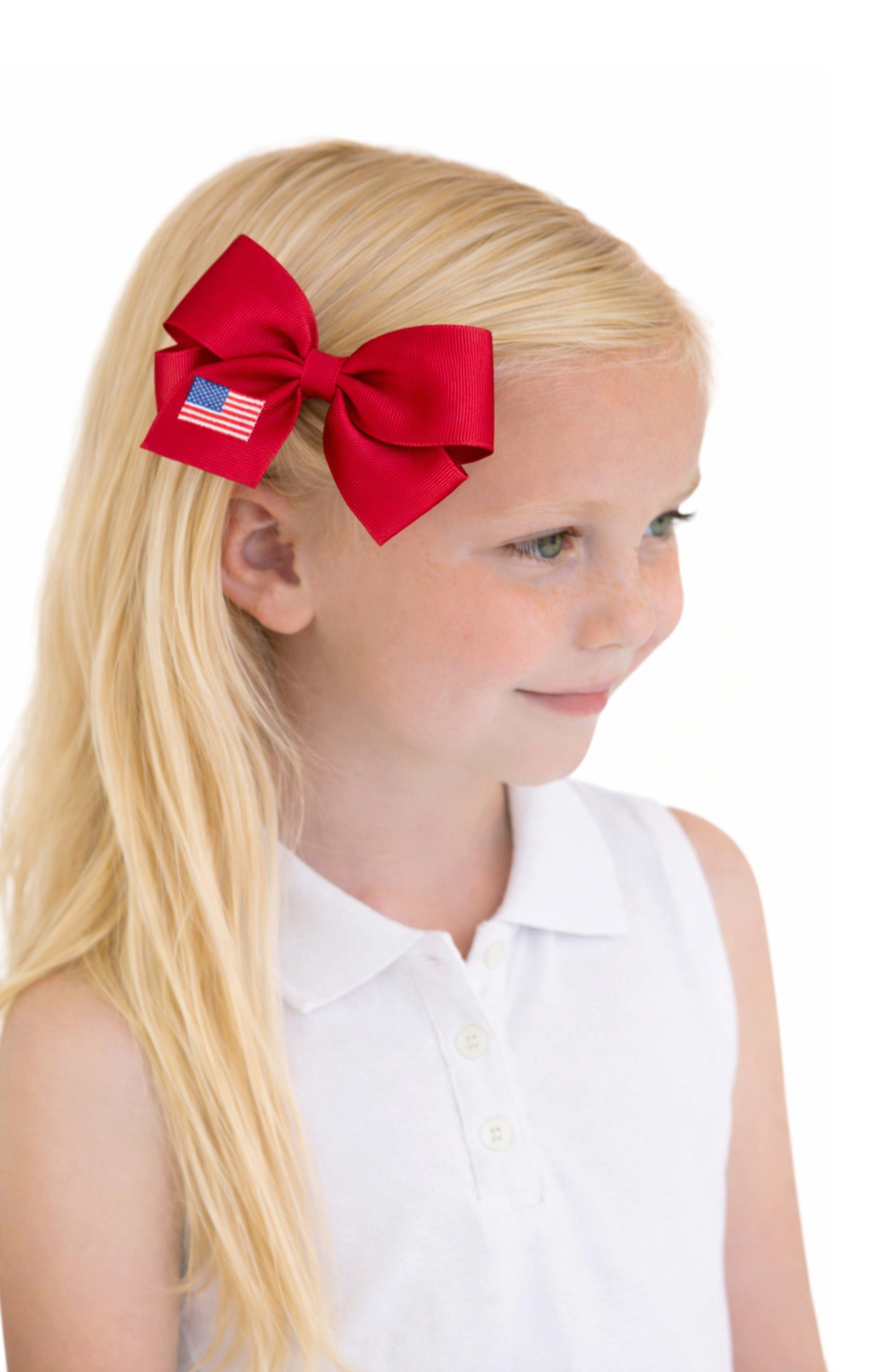 American Flag Hair Bow, Red image number 1