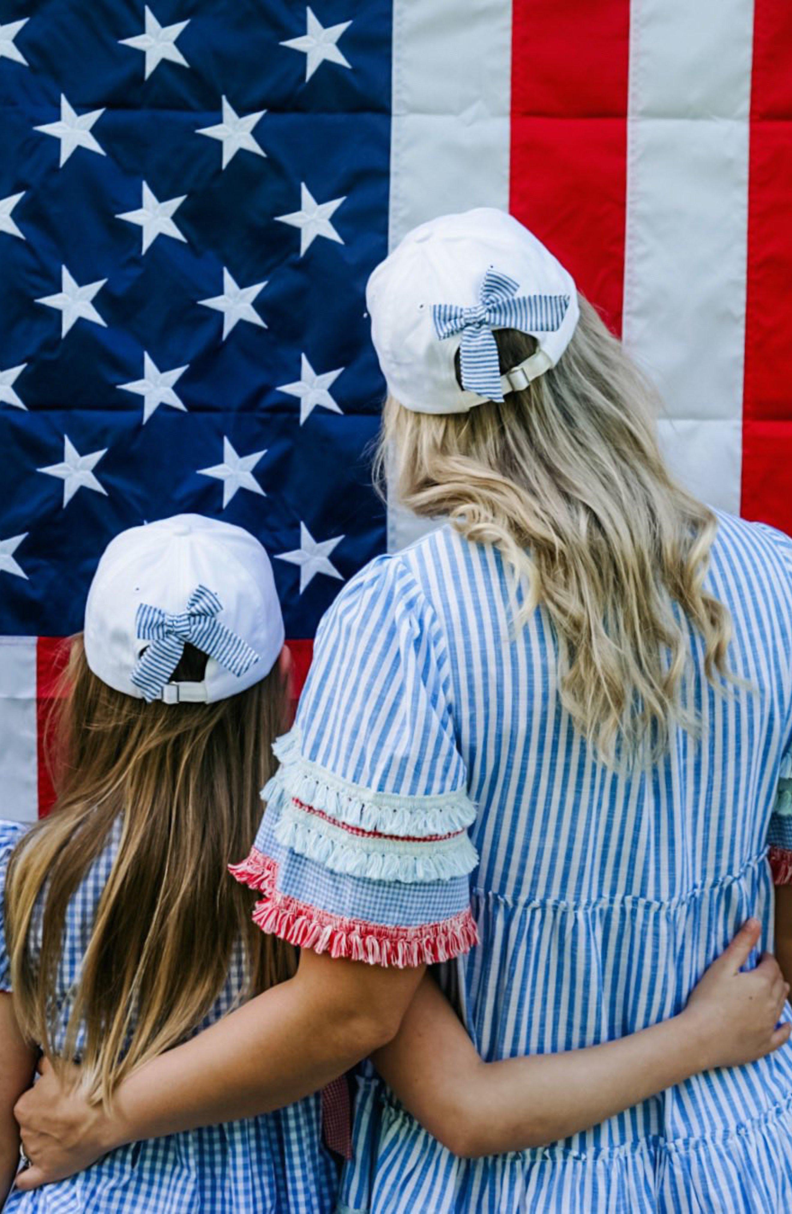 Women's American Flag Bow Baseball Hat image number 2