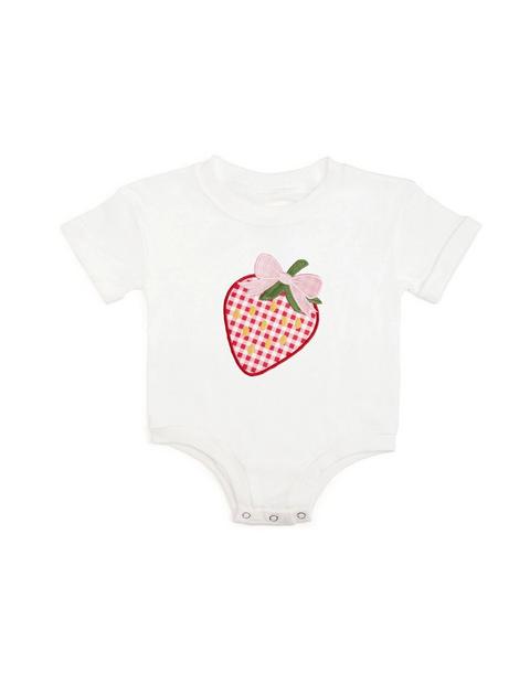 Strawberry Patchwork Short Sleeve Romper