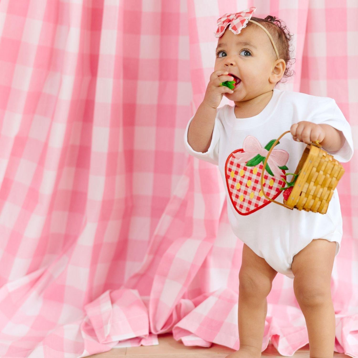 Strawberry Patchwork Short Sleeve Romper image number 3