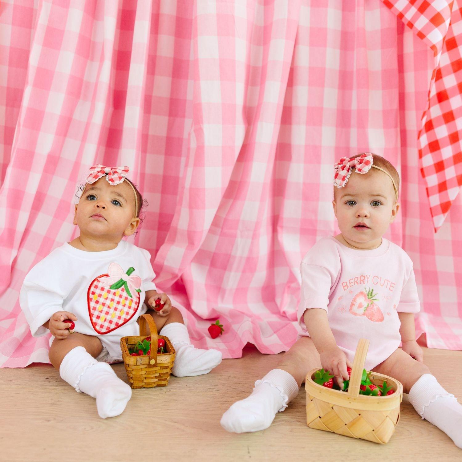Strawberry Patchwork Short Sleeve Romper image number 4