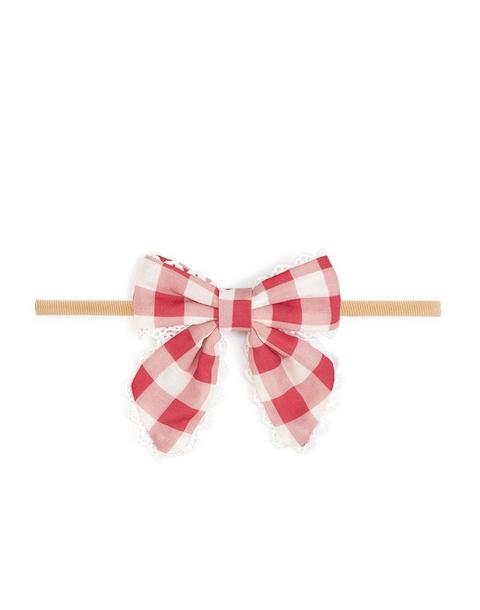 Red Gingham Bow Baby Headband
