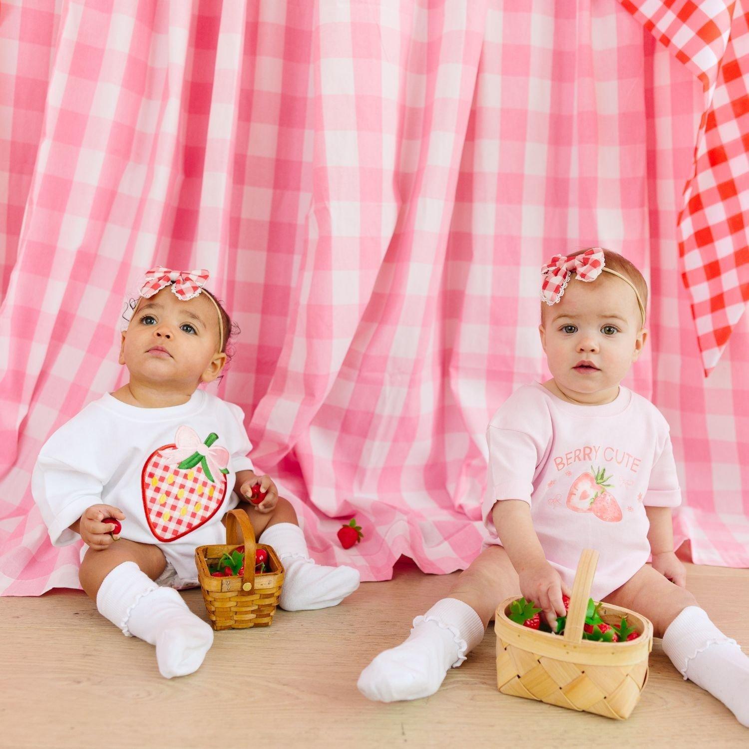 Red Gingham Bow Baby Headband image number 3