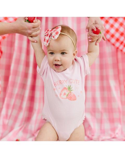 Red Gingham Bow Baby Headband