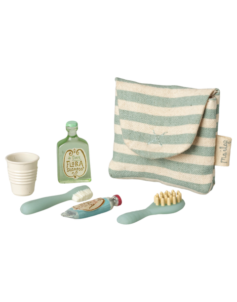 Toothbrush set in bag, Mouse - Blue stripe