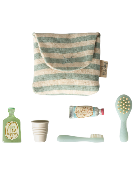 Toothbrush set in bag, Mouse - Blue stripe