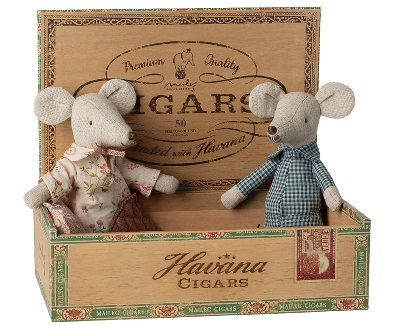 Grandma and grandpa mice in cigarbox image number 1