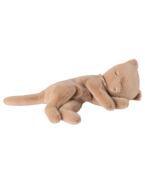 Sleeping kitten plush, Small - Cream peach