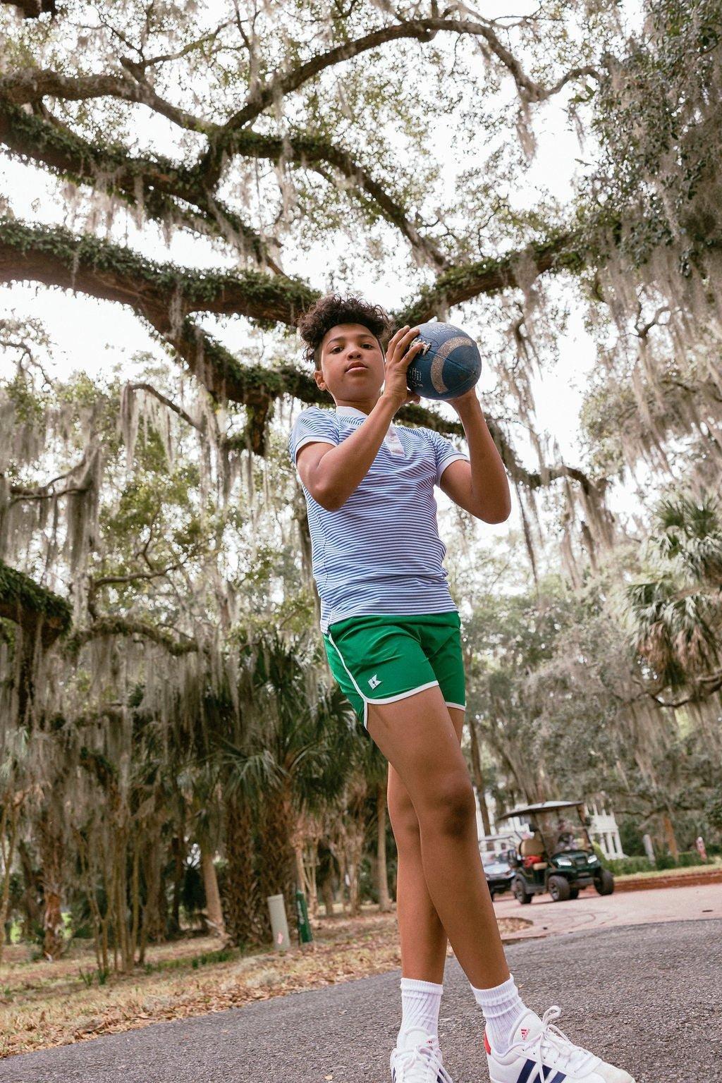 Boys Retro Super Short-Kelly Green White image number 3