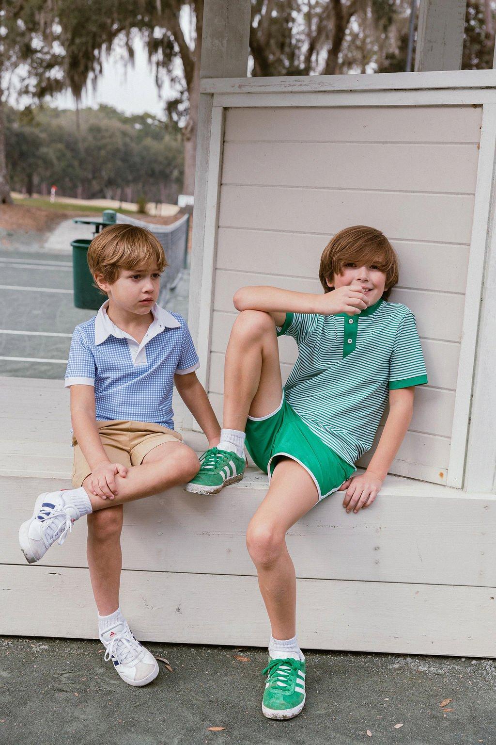 Boys Retro Super Short-Kelly Green White image number 4