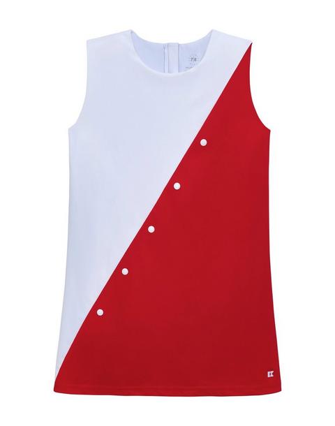 Girls Split Play Dress- Red White