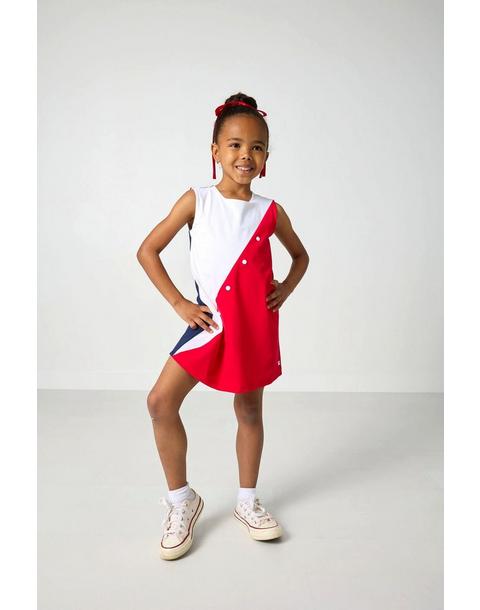 Girls Split Play Dress- Red White