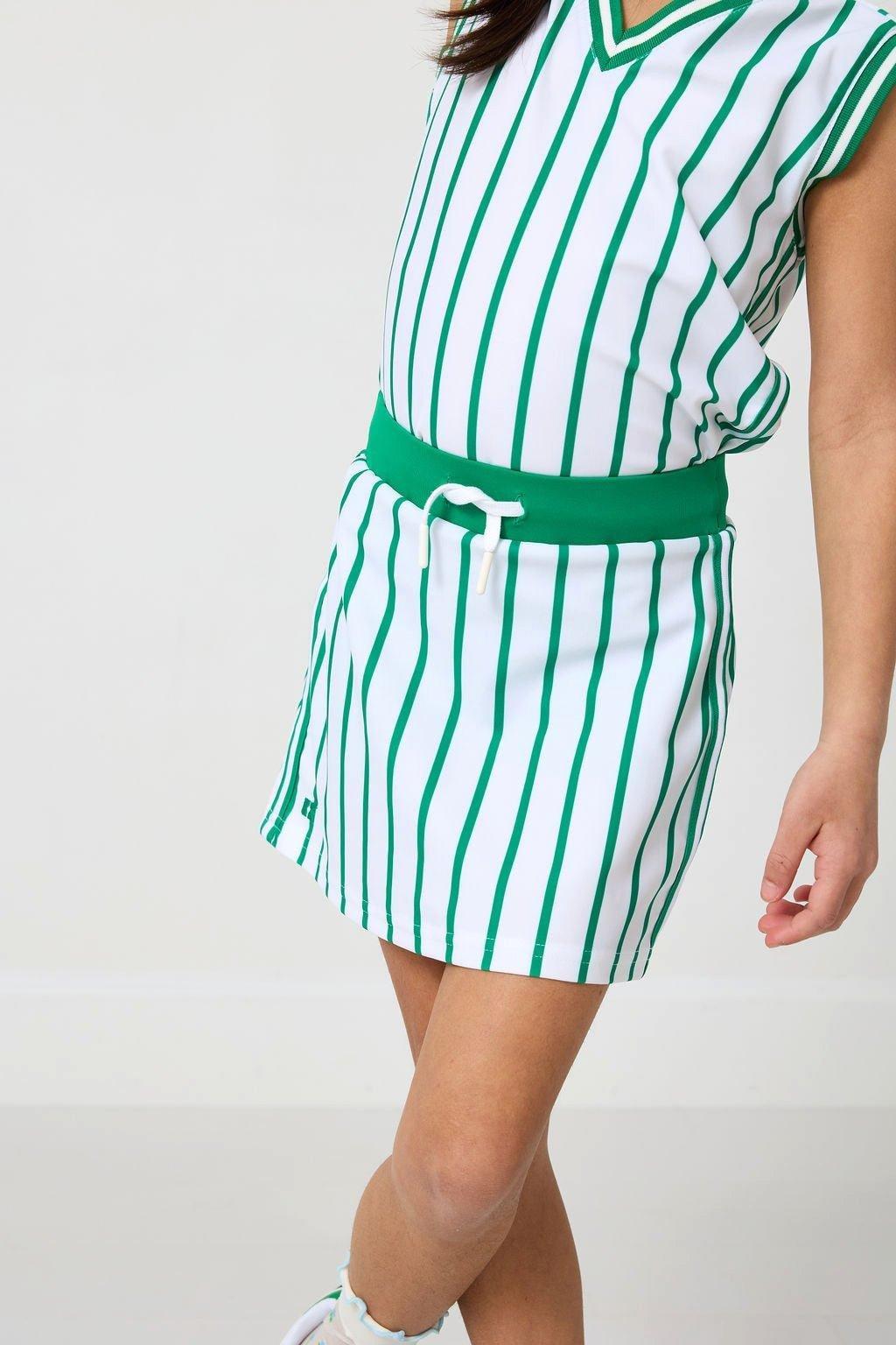 Girls Ribboned Skirt- Kelly Green Stripe image number 2