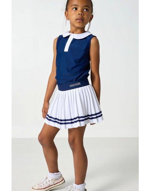 Girls Pleated Skort- White