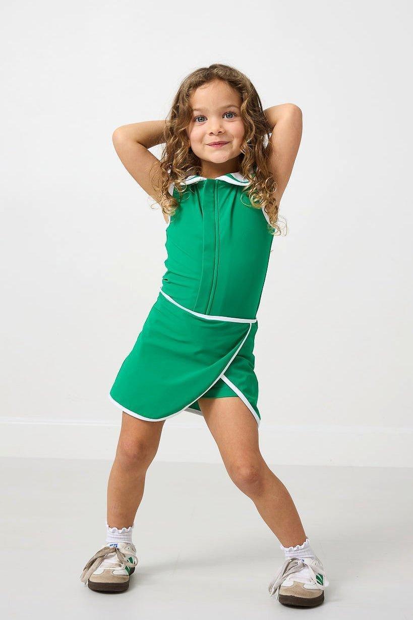 Girls Tennis Dress- Kelly Green image number 4