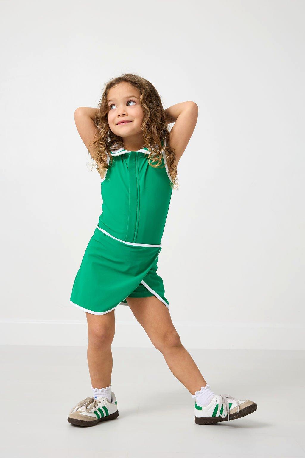 Girls Tennis Dress- Kelly Green image number 1