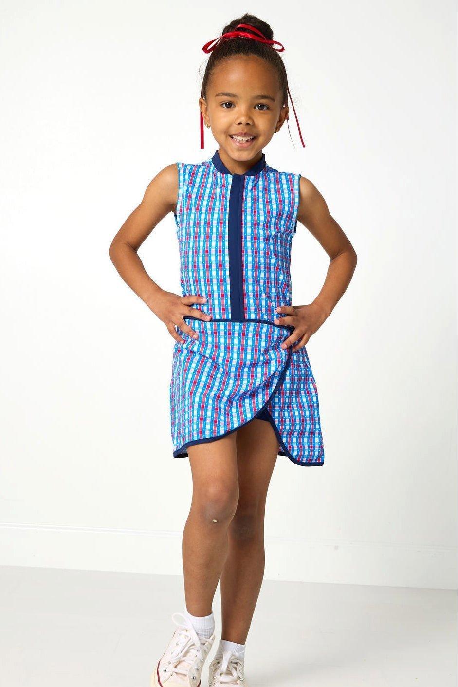 Girls Sleeveless Dress - Red Gingham image number 1