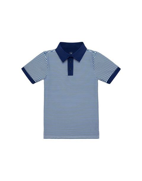 Boys Thin Stripe Polo Shirt- Navy
