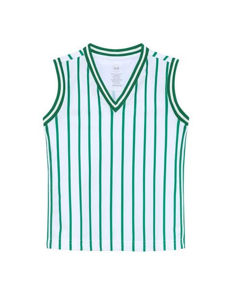 Girls V-Neck Tank Top- Kelly Green Stripe