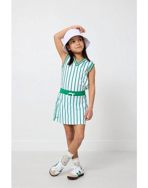 Girls V-Neck Tank Top- Kelly Green Stripe