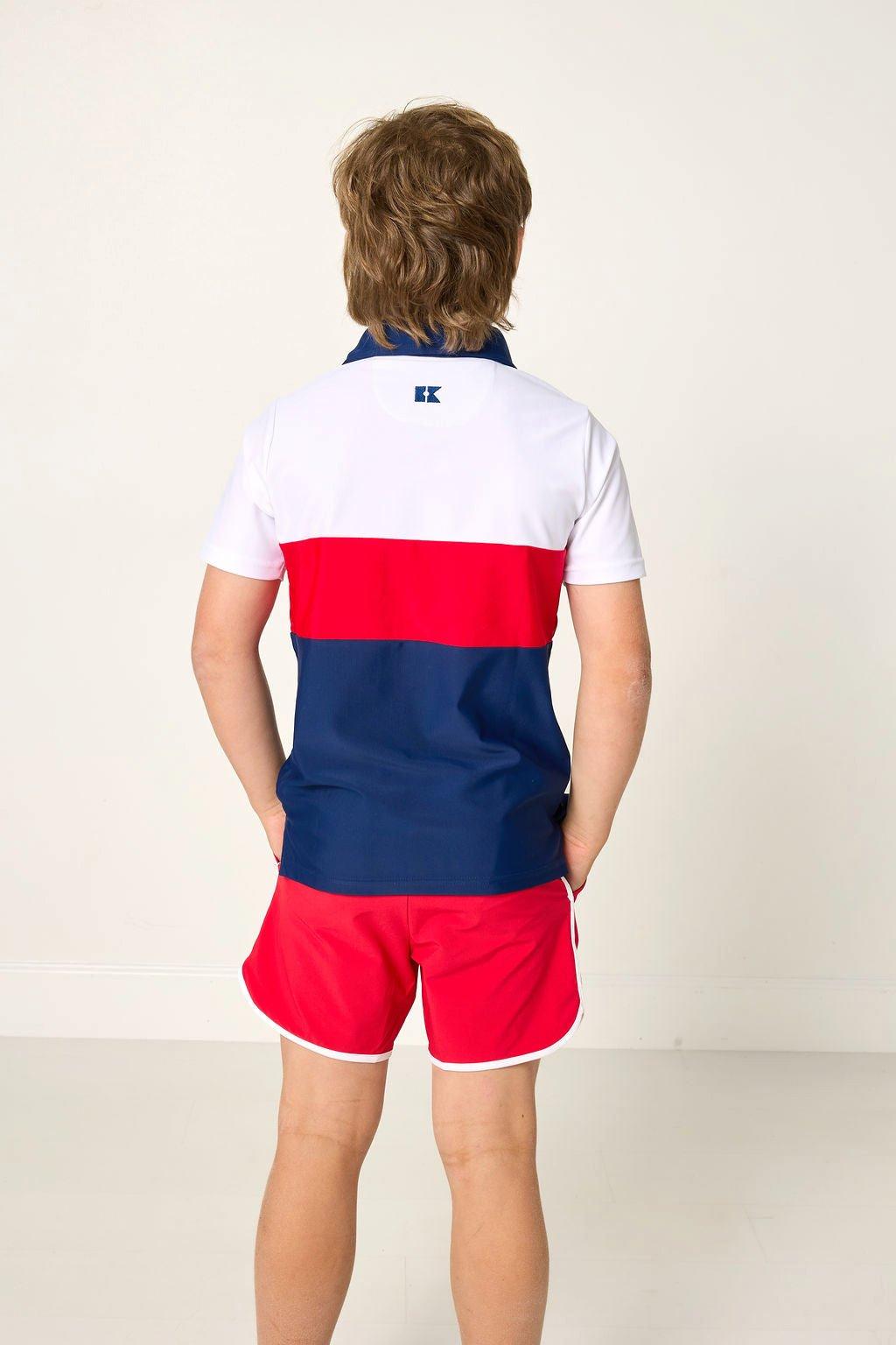 Boys Polo Shirt- Red White Navy image number 3