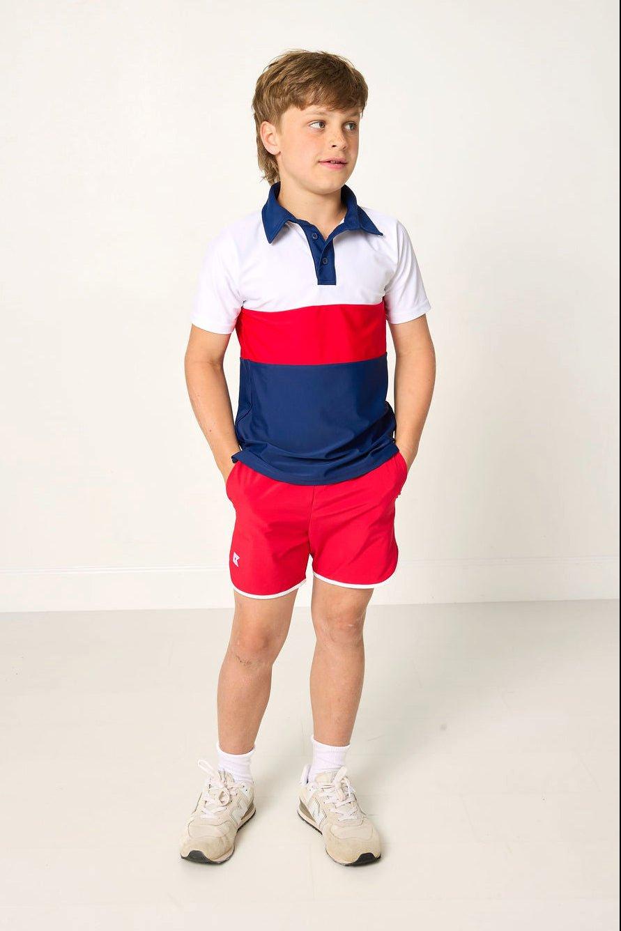 Boys Polo Shirt- Red White Navy image number 1