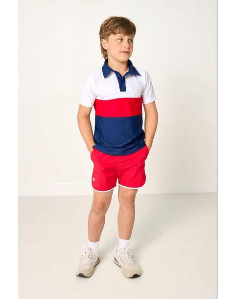 Boys Polo Shirt- Red White Navy