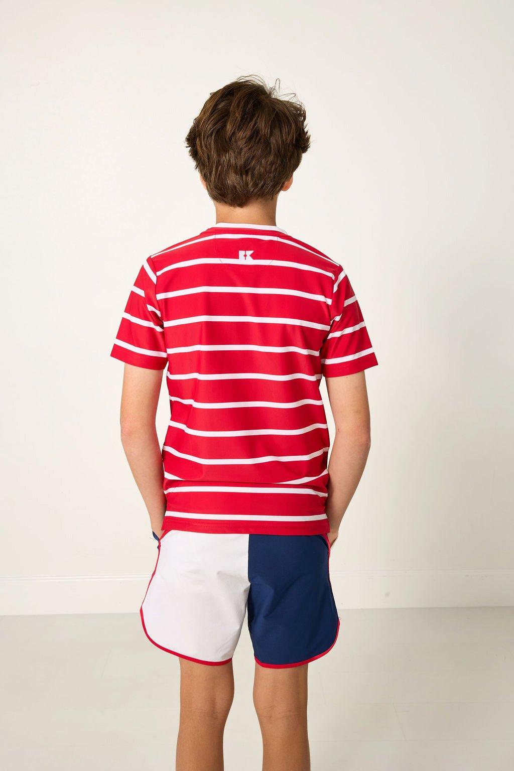 Boys Practice Tee Shirt- Red White image number 3