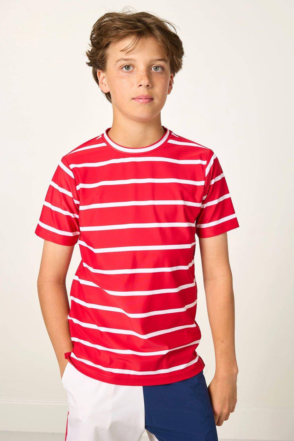 Boys Practice Tee Shirt- Red White image number 1