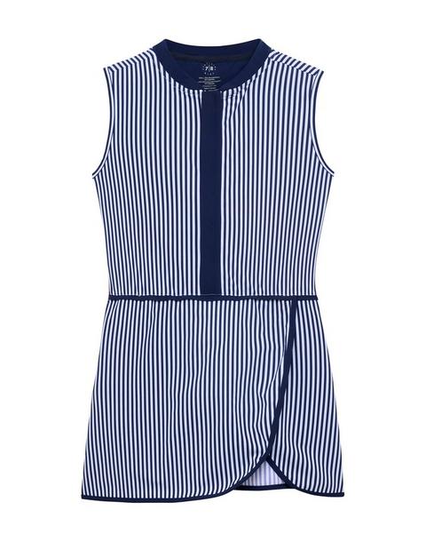 Girls Sleeveless Dress- Navy Stripe