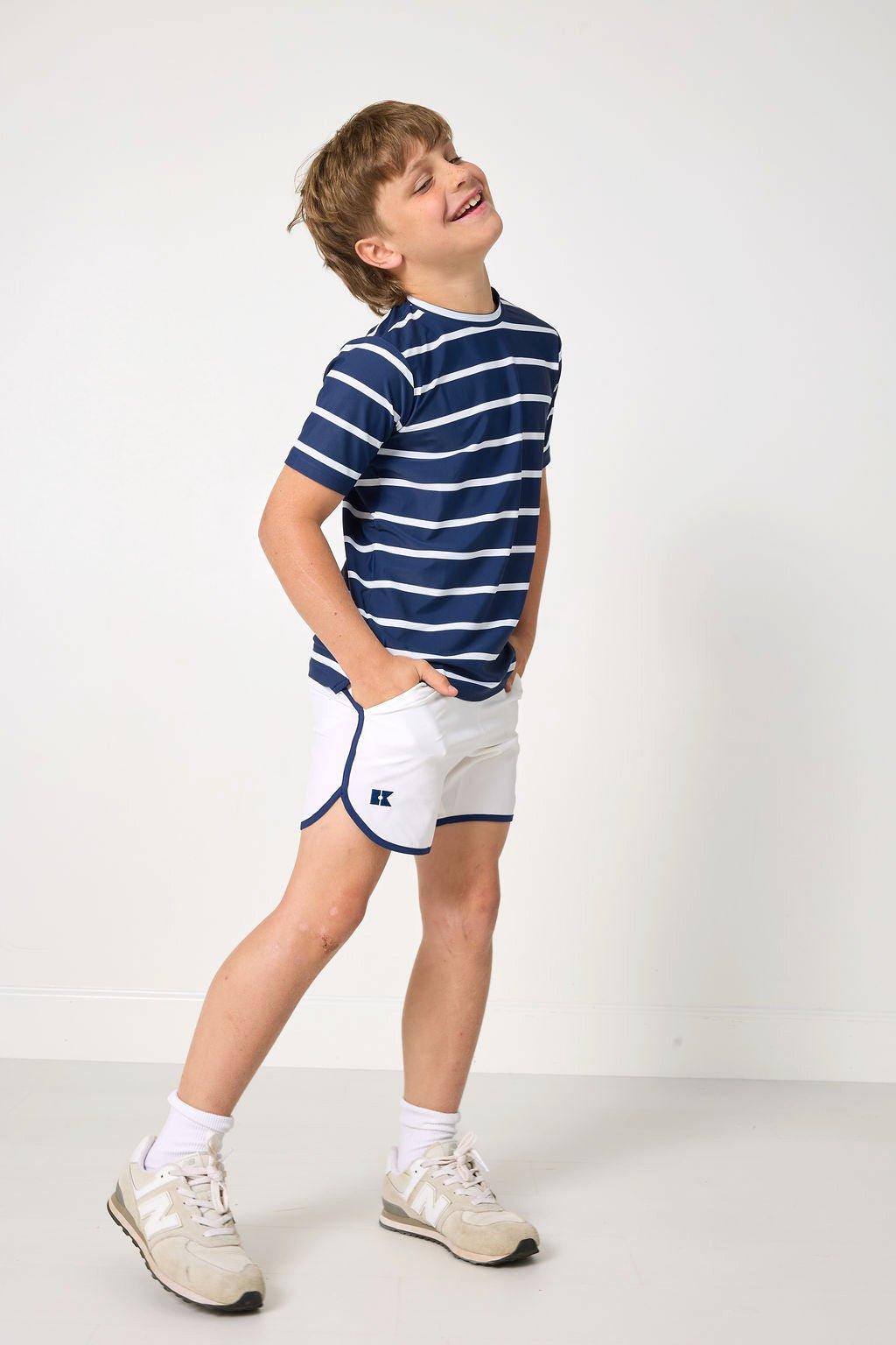 Boys Retro Super Short- White Navy image number 1