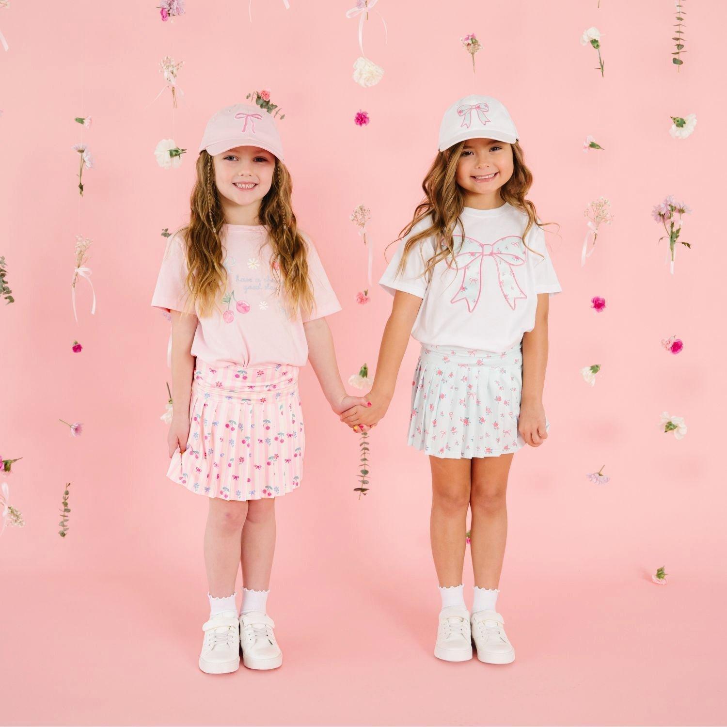Sky Blue Floral Bow Patch Short Sleeve T-Shirt image number 4