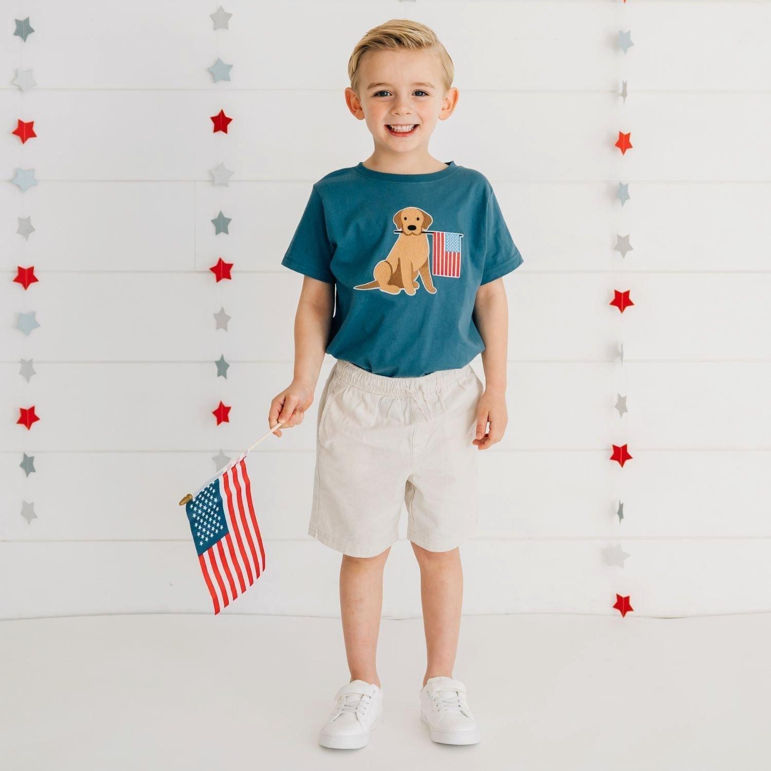 Patriotic Pup Patch Short Sleeve T-Shirt image number 1