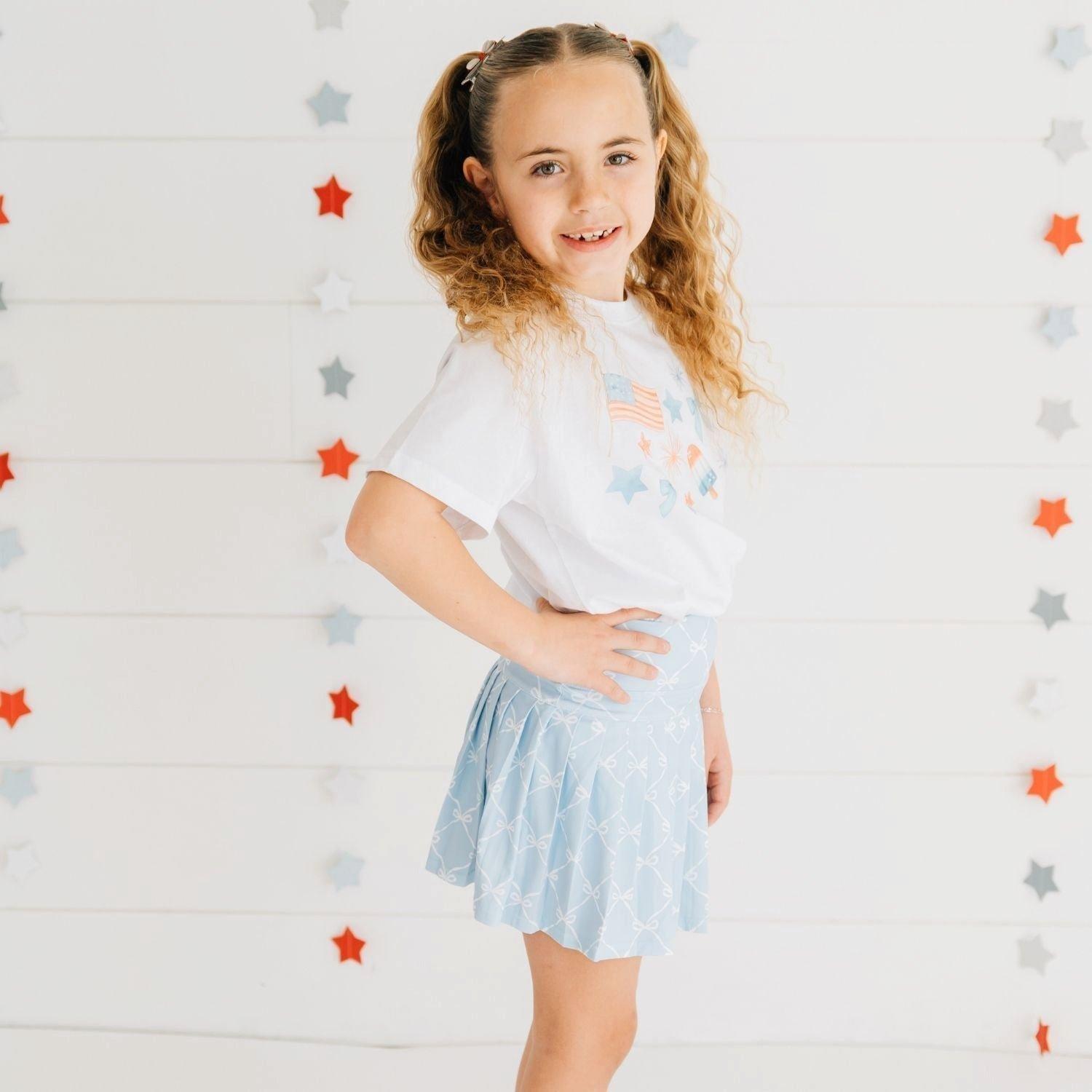 Sky Blue Bow Trellis Athletic Skort image number 3