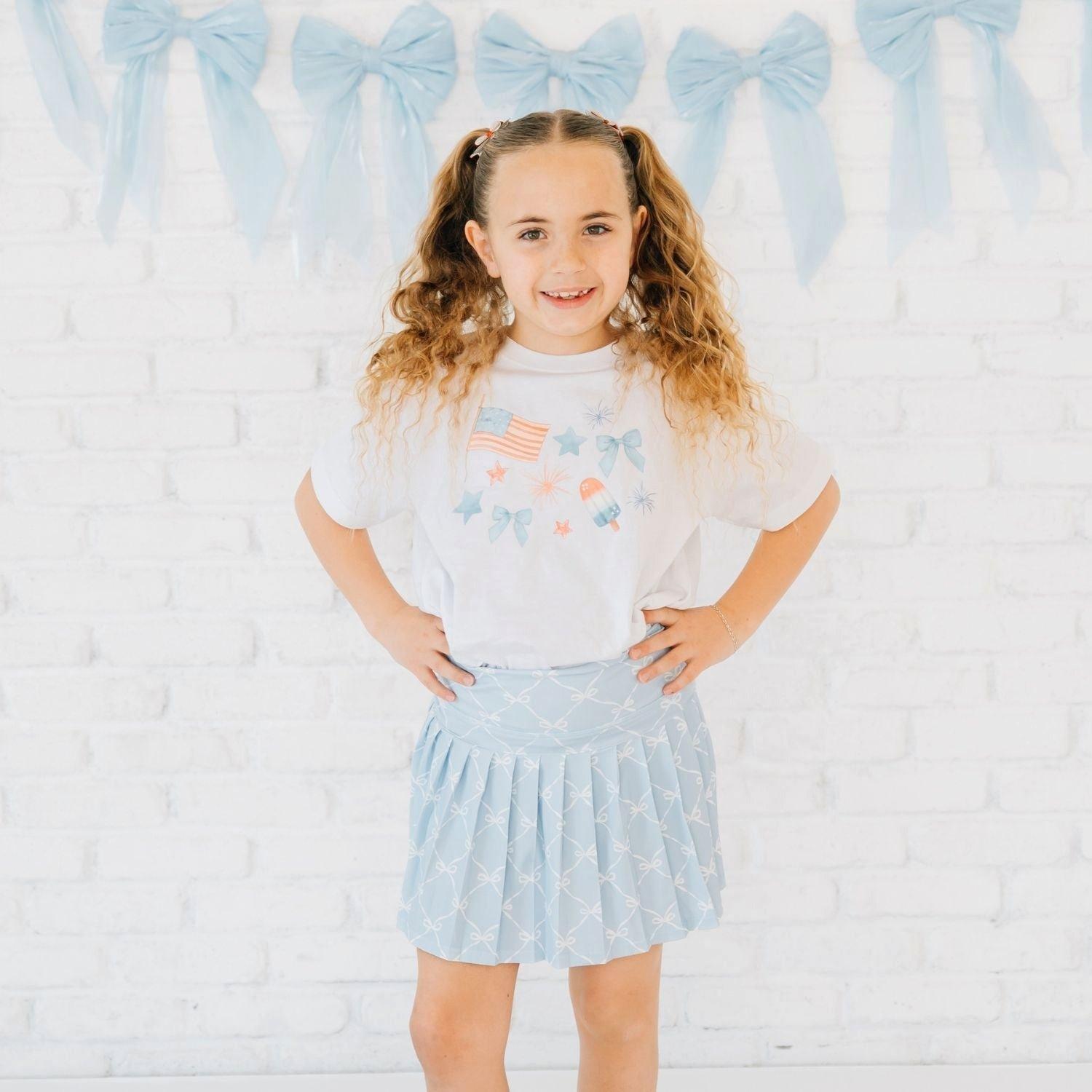 Sky Blue Bow Trellis Athletic Skort image number 4
