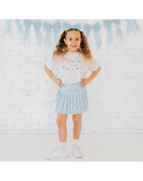 Sky Blue Bow Trellis Athletic Skort