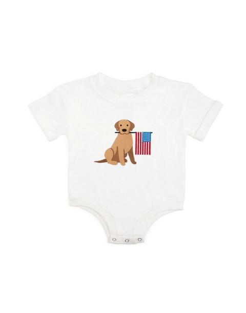 Patriotic Pup Patch Short Sleeve Romper