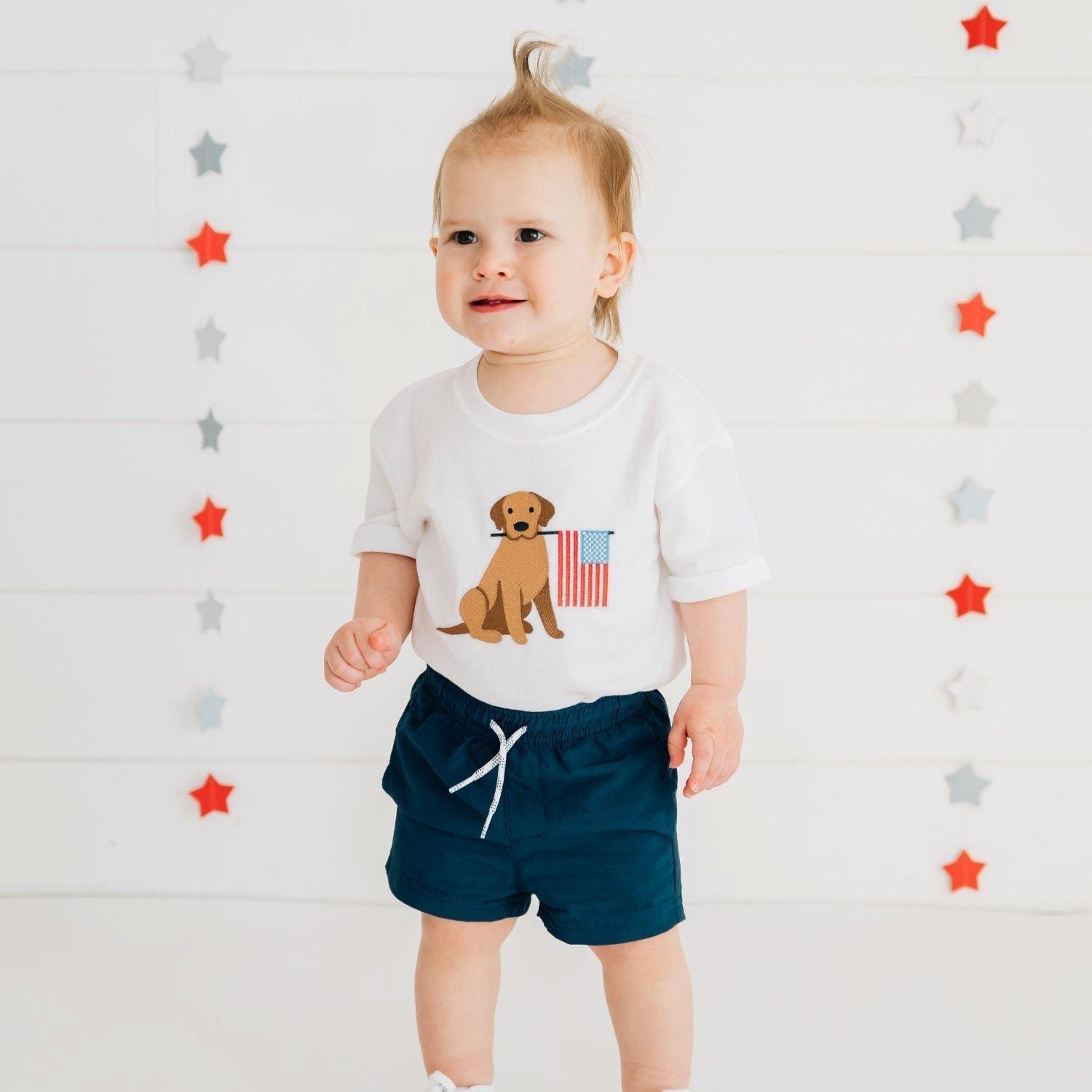 Patriotic Pup Patch Short Sleeve Romper image number 3