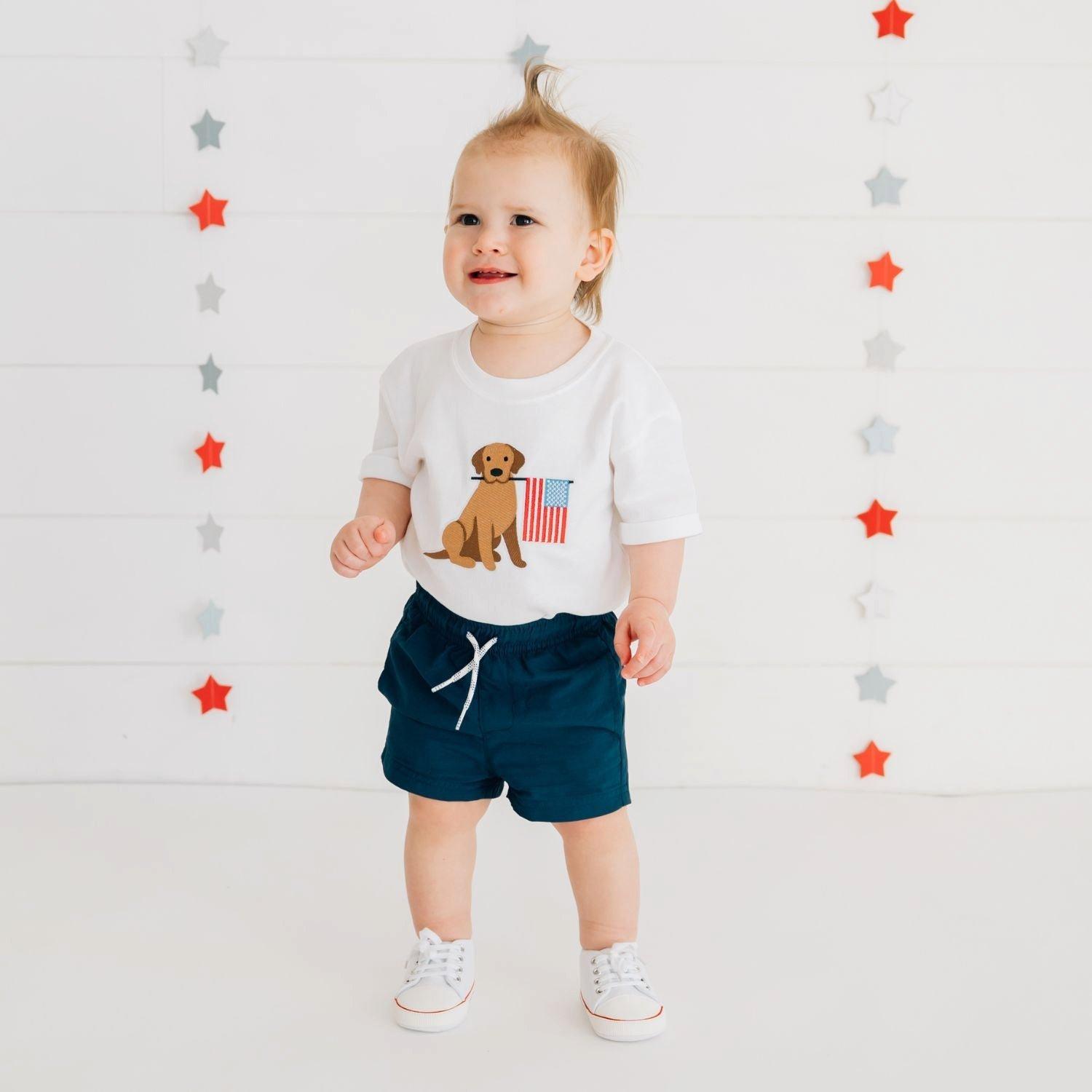 Patriotic Pup Patch Short Sleeve Romper image number 1