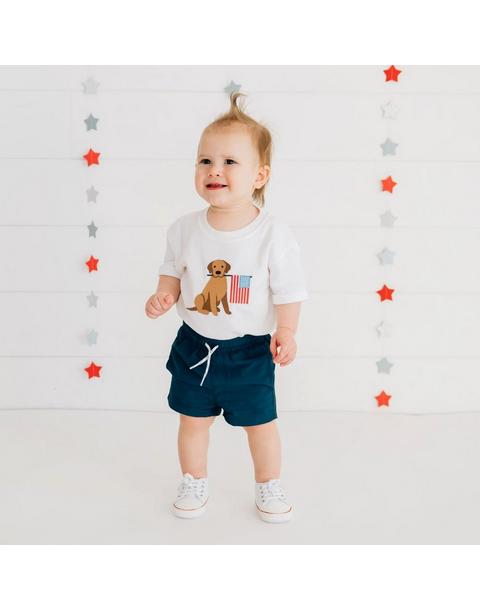 Patriotic Pup Patch Short Sleeve Romper