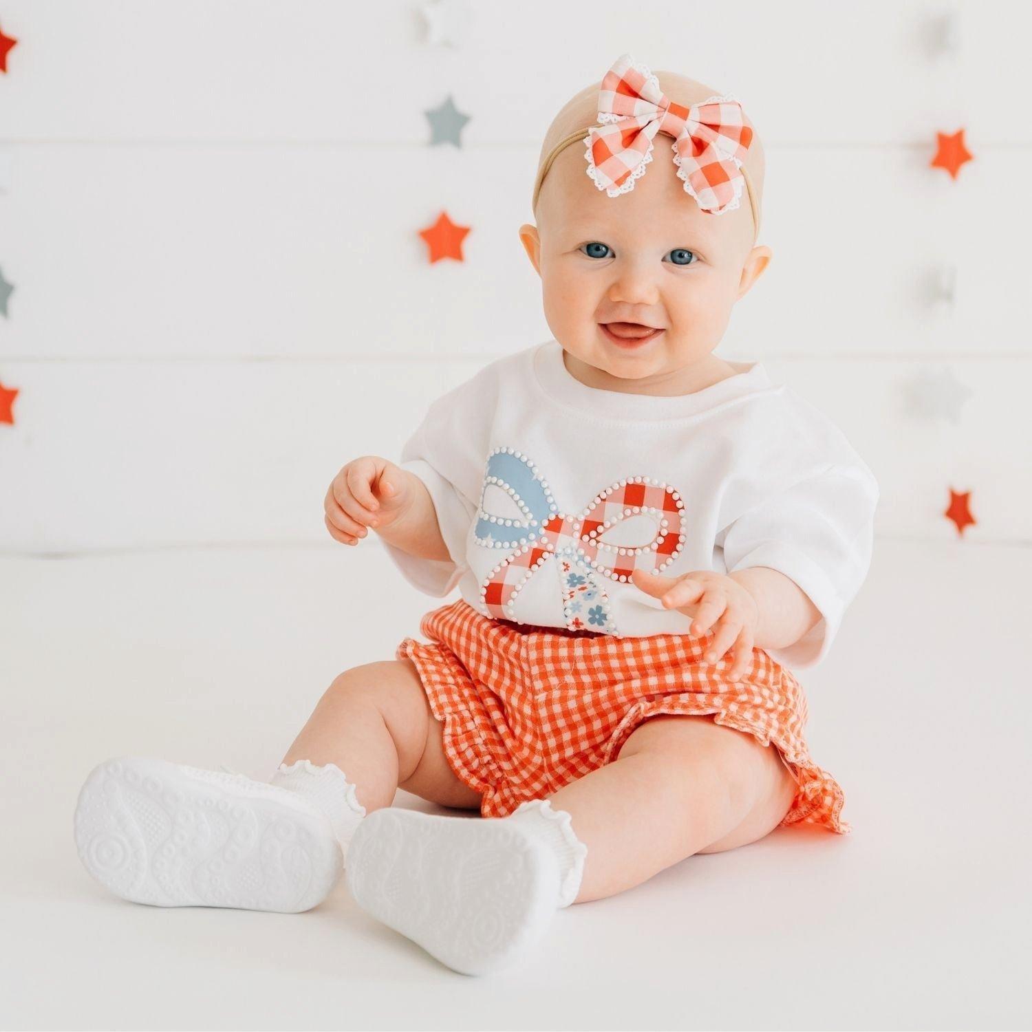 Patchwork Bow Patch Short Sleeve Romper image number 2
