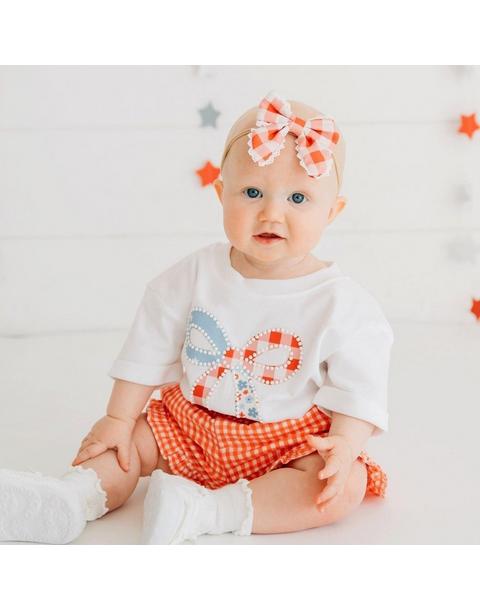 Patchwork Bow Patch Short Sleeve Romper