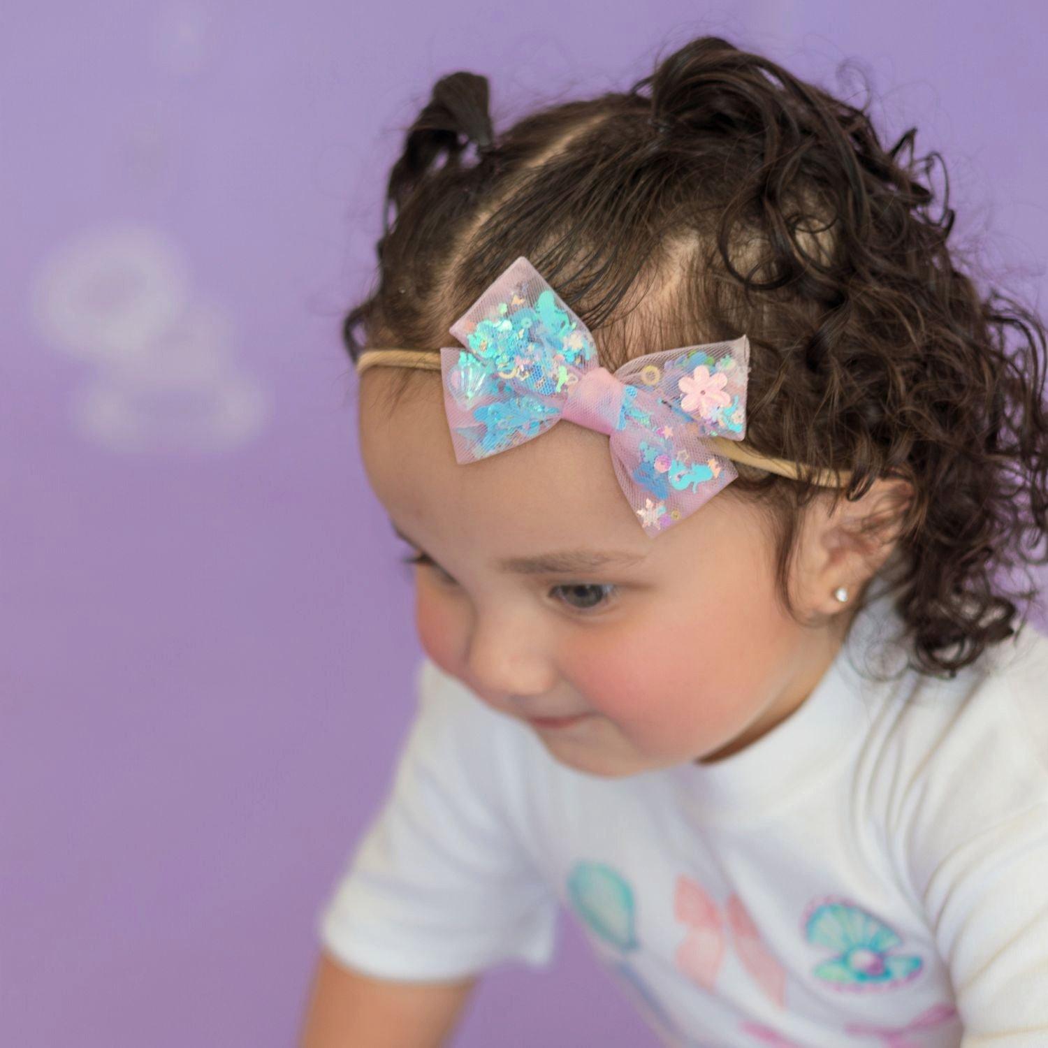 Mermaid Sequin Bow Baby Headband image number 1