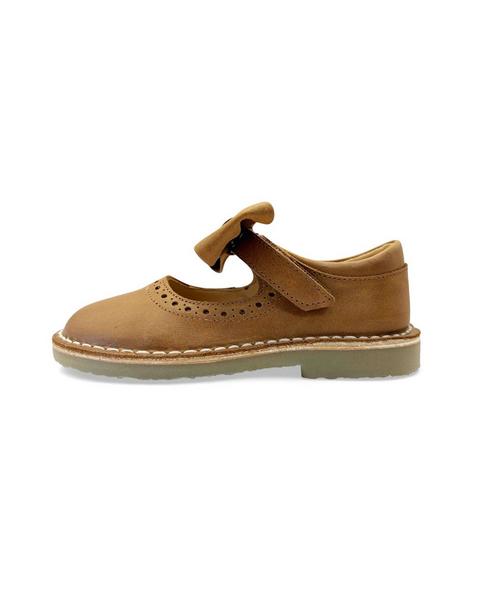 Martha Bow Mary Jane Kids Shoe Tan Leather